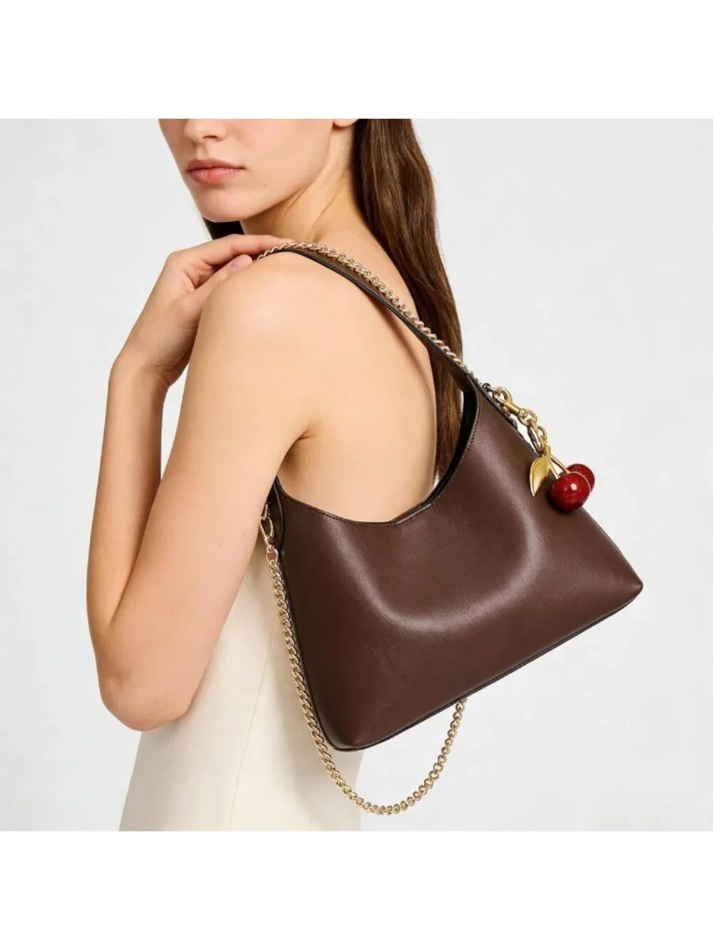 Trendy Small Faux Leather Hobo Bag for Women - Cherry Shoulder Tote & Crossbody